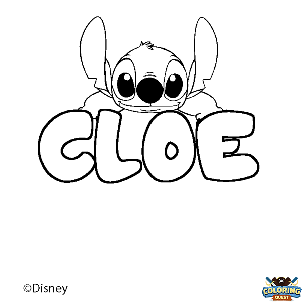 Coloring page first name CLOE - Stitch background