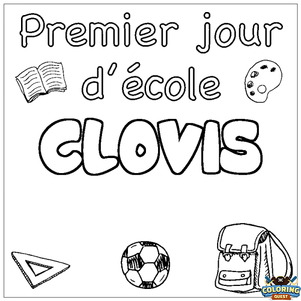 Coloring page first name CLOVIS - School First day background