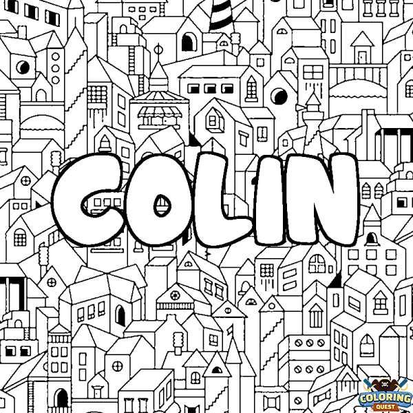 Coloring page first name COLIN - City background