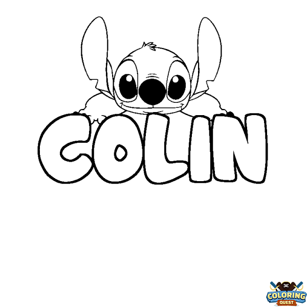 Coloring page first name COLIN - Stitch background
