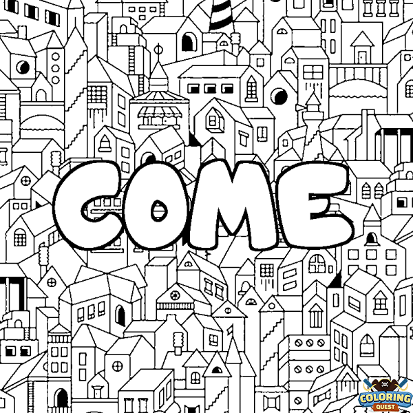 Coloring page first name COME - City background