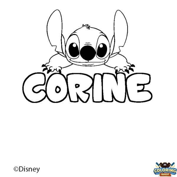 Coloring page first name CORINE - Stitch background