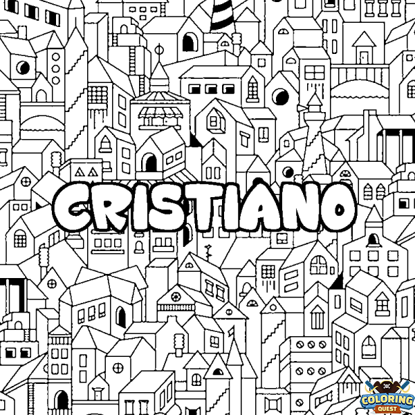 Coloring page first name CRISTIANO - City background