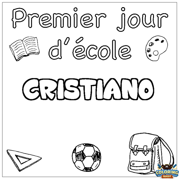 Coloring page first name CRISTIANO - School First day background