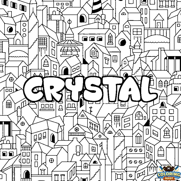 Coloring page first name CRYSTAL - City background