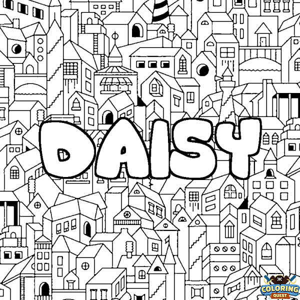 Coloring page first name DAISY - City background