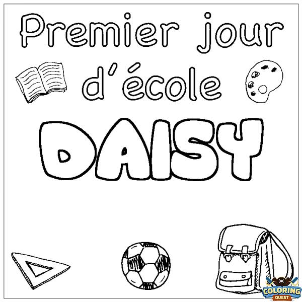Coloring page first name DAISY - School First day background