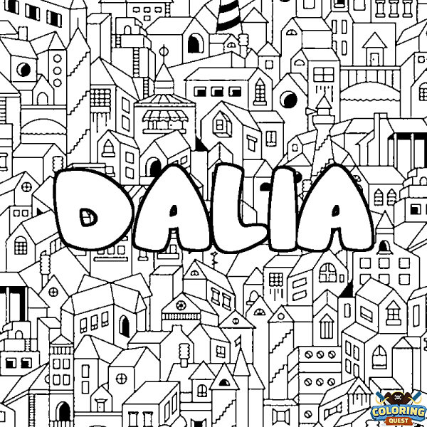 Coloring page first name DALIA - City background