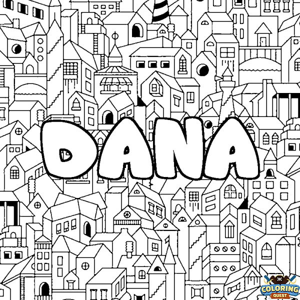 Coloring page first name DANA - City background