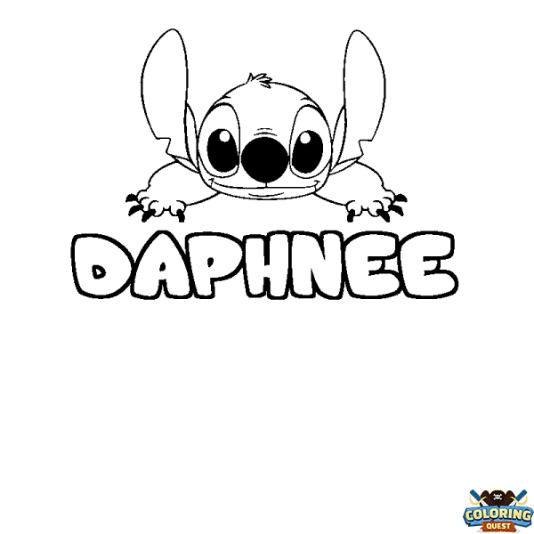 Coloring page first name DAPHNEE - Stitch background