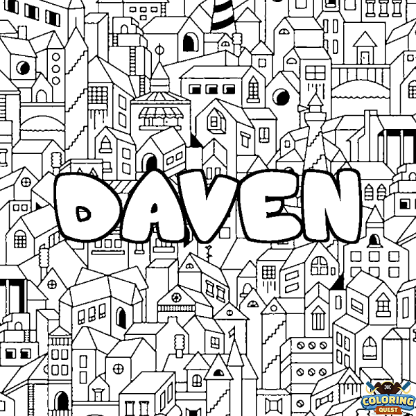 Coloring page first name DAVEN - City background