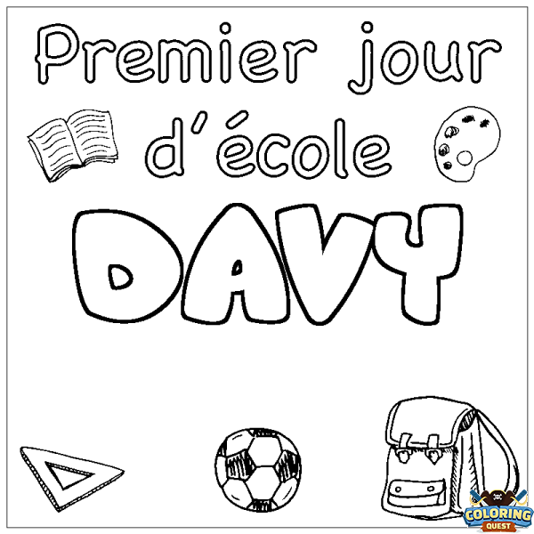 Coloring page first name DAVY - School First day background