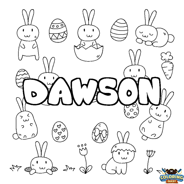 Coloring page first name DAWSON - Easter background