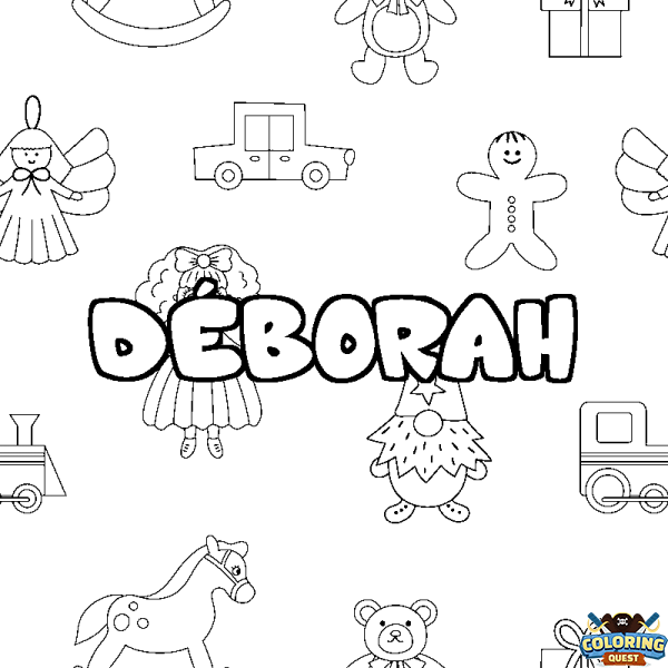 Coloring page first name D&Eacute;BORAH - Toys background