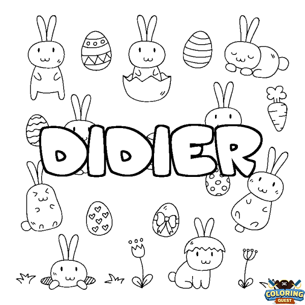 Coloring page first name DIDIER - Easter background