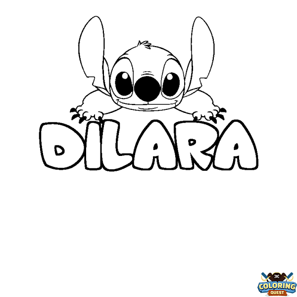 Coloring page first name DILARA - Stitch background