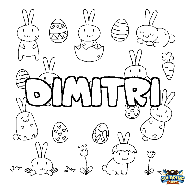 Coloring page first name DIMITRI - Easter background