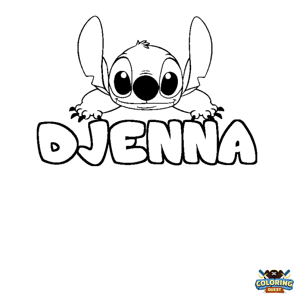 Coloring page first name DJENNA - Stitch background