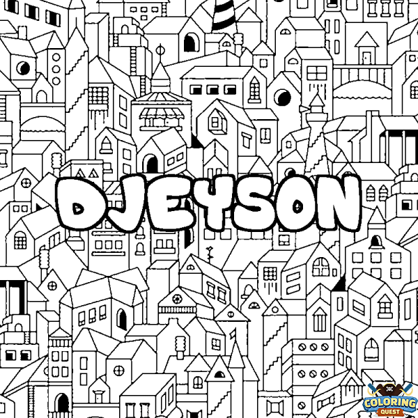 Coloring page first name DJEYSON - City background