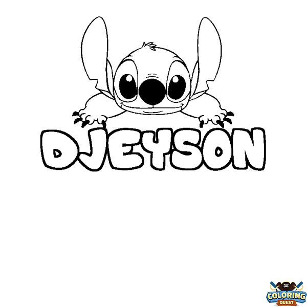 Coloring page first name DJEYSON - Stitch background