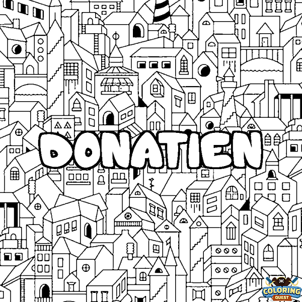 Coloring page first name DONATIEN - City background