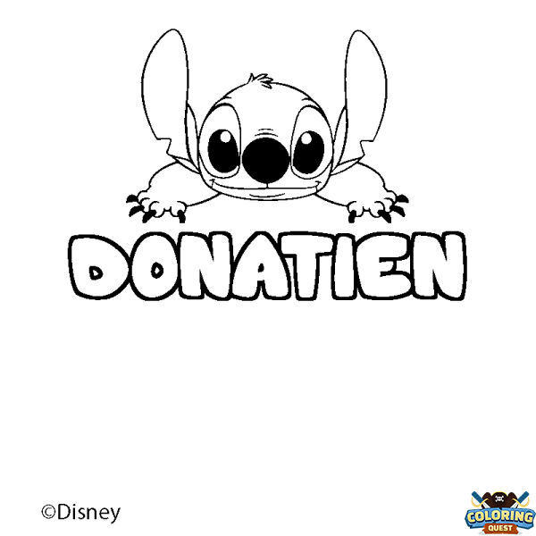 Coloring page first name DONATIEN - Stitch background