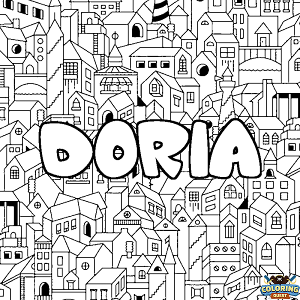 Coloring page first name DORIA - City background