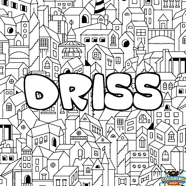Coloring page first name DRISS - City background