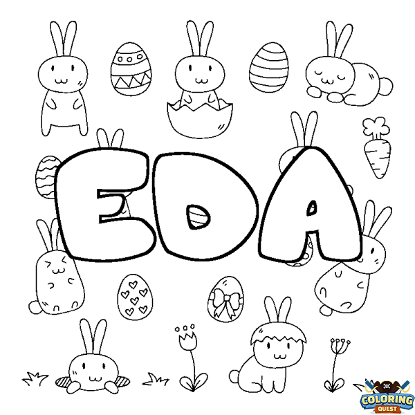 Coloring page first name EDA - Easter background