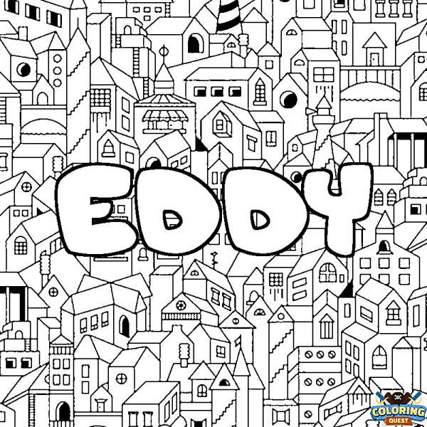 Coloring page first name EDDY - City background