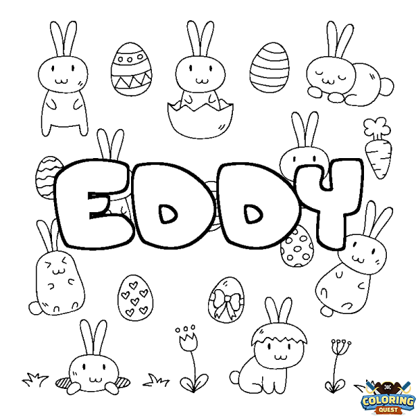 Coloring page first name EDDY - Easter background