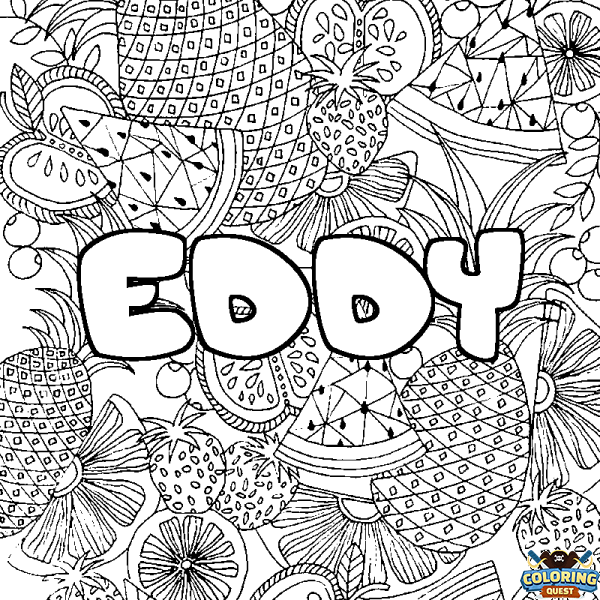 Coloring page first name EDDY - Fruits mandala background