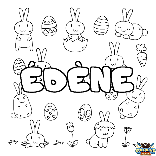 Coloring page first name &Eacute;D&Egrave;NE - Easter background