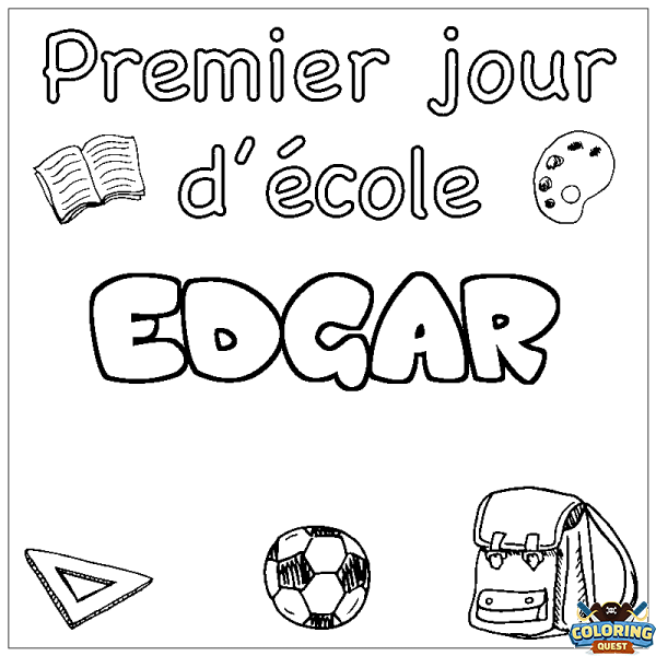Coloring page first name EDGAR - School First day background