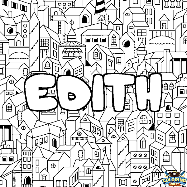 Coloring page first name EDITH - City background