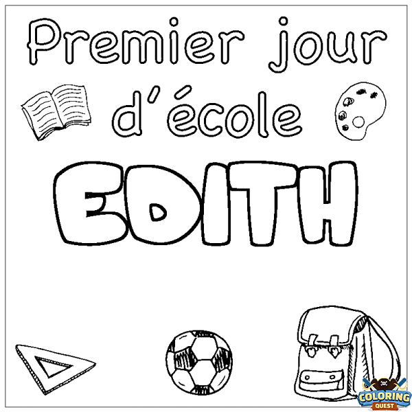 Coloring page first name EDITH - School First day background