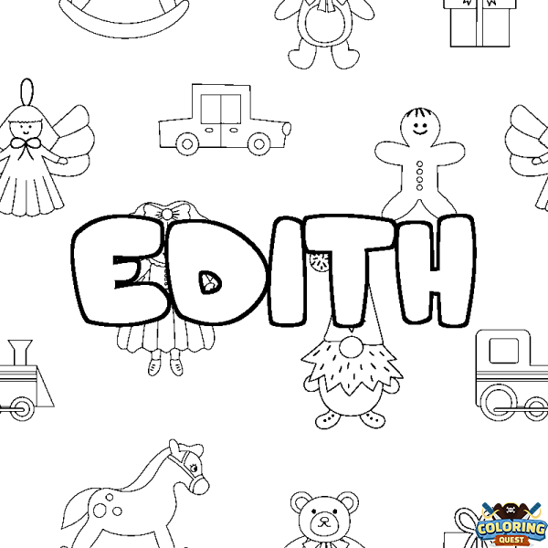Coloring page first name EDITH - Toys background