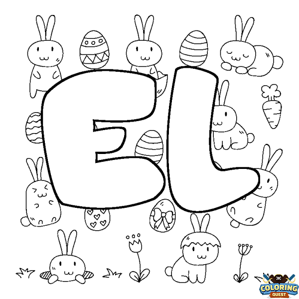 Coloring page first name EL - Easter background