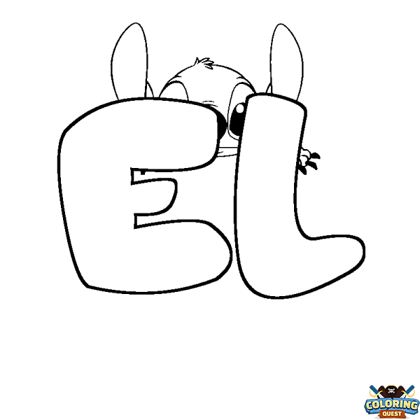 Coloring page first name EL - Stitch background