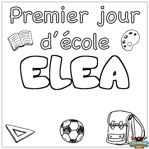 Coloring page first name ELEA - School First day background
