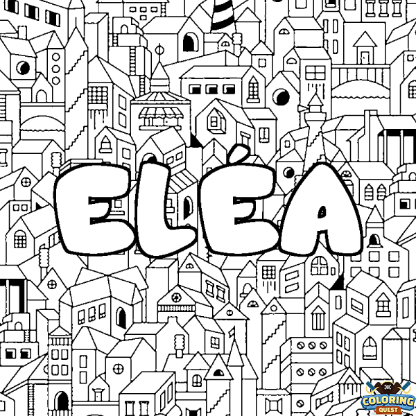 Coloring page first name EL&Eacute;A - City background