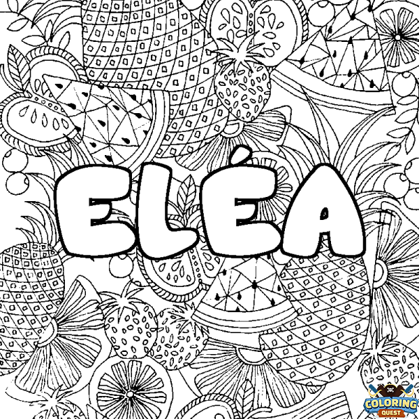 Coloring page first name EL&Eacute;A - Fruits mandala background