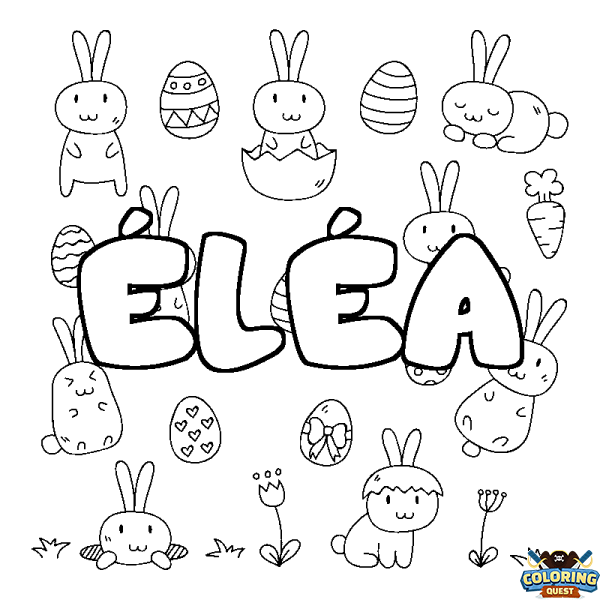 Coloring page first name &Eacute;L&Eacute;A - Easter background