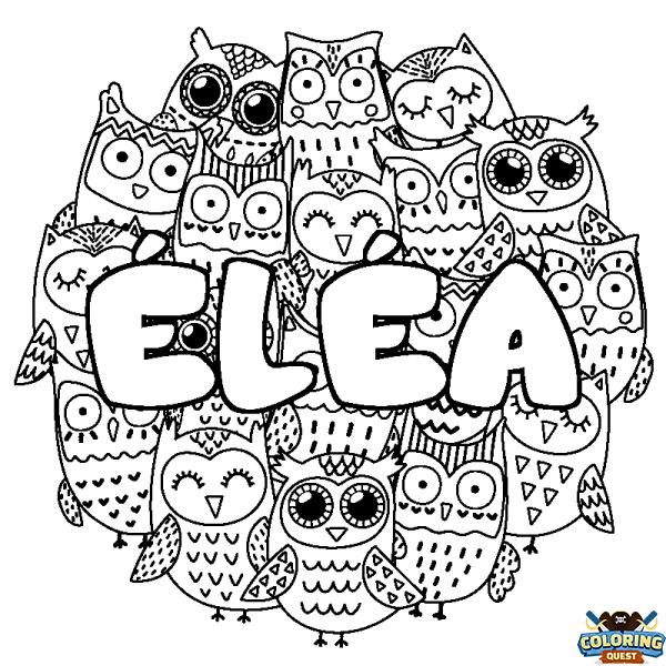 Coloring page first name &Eacute;L&Eacute;A - Owls background