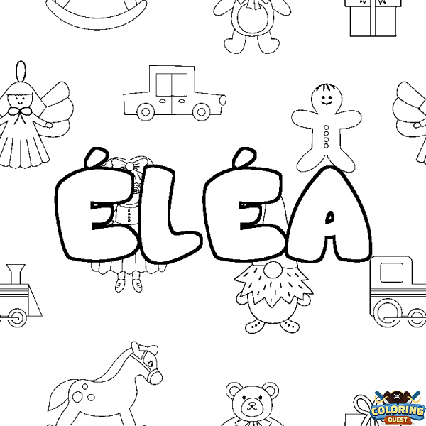 Coloring page first name &Eacute;L&Eacute;A - Toys background