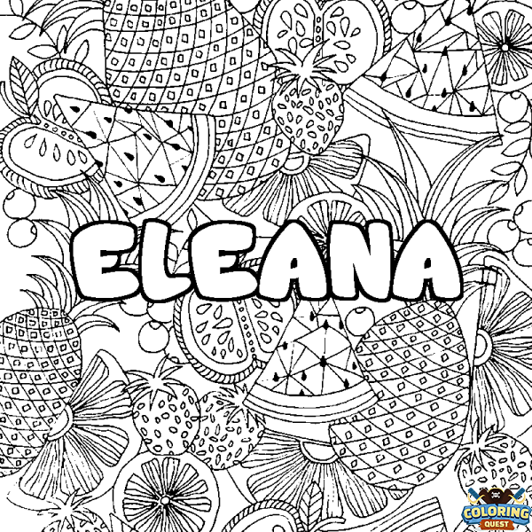 Coloring page first name ELEANA - Fruits mandala background