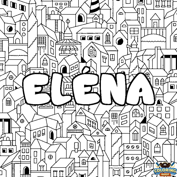 Coloring page first name EL&Eacute;NA - City background