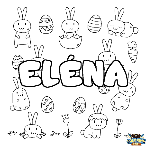 Coloring page first name EL&Eacute;NA - Easter background