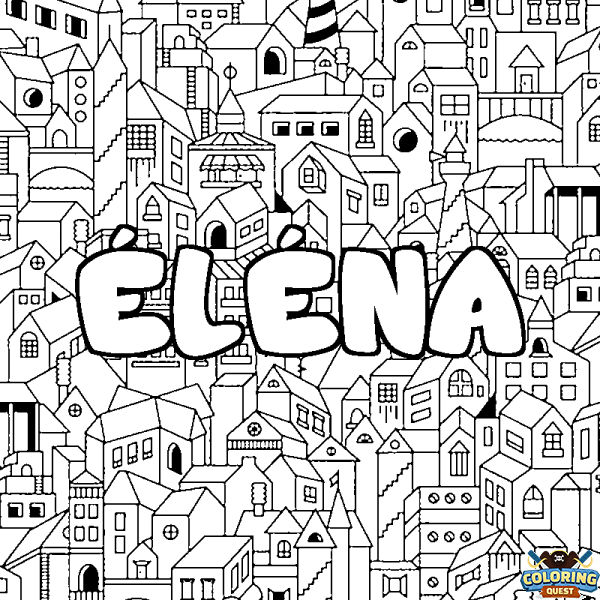 Coloring page first name &Eacute;L&Eacute;NA - City background