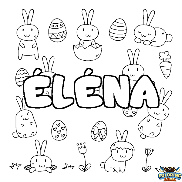 Coloring page first name &Eacute;L&Eacute;NA - Easter background